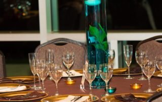 Elegant wedding table with decorations.