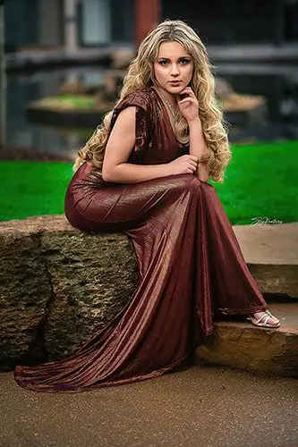 Elegant pose in shimmering dress - high school potrait